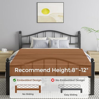 Full Size Bed Frames with Headboard | Noise-Free Design, 12" Underbed Storage, 1500 LBS Heavy Duty Metal, No Box Spring Needed, Tool-Free Assembly - color: Full Black