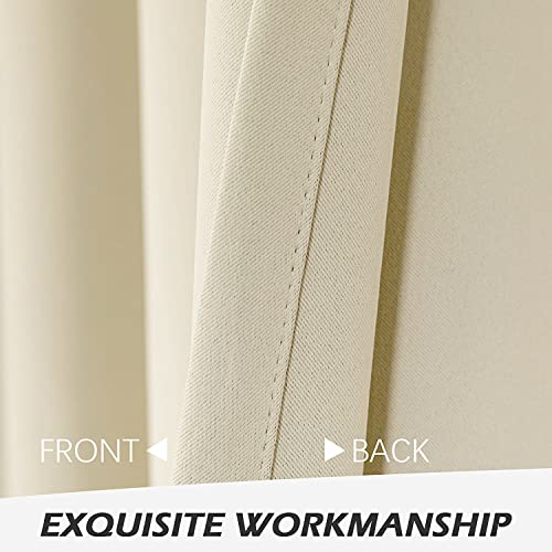 MYSKY HOME Beige Blackout Curtains for Living Room Bedroom Curtains 80 Inches Long Grommet Room Darkening Window Curtains Thermal Insulated Single Panel Curtains 52 x 80 Inch, Natural - color: Beige, size: 52"W x 80"L (Pack of 1)