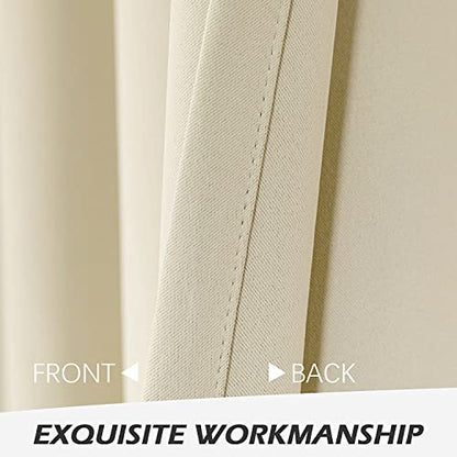 MYSKY HOME Beige Blackout Curtains for Living Room Bedroom Curtains 80 Inches Long Grommet Room Darkening Window Curtains Thermal Insulated Single Panel Curtains 52 x 80 Inch, Natural - color: Beige, size: 52"W x 80"L (Pack of 1)