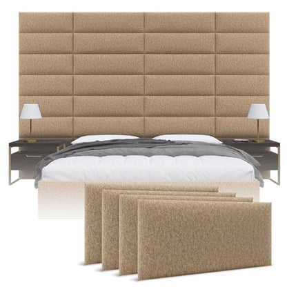 Vänt Wall Mounted Headboard Panels, King/Twin, Faux Merino Wool Camel - color: Faux Merino Wool Camel, size: 39"