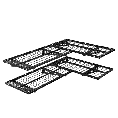 FLEXIMOUNTS 4 Pack 2x4ft Corner Wall Shelving Garage Storage Rack, Black | 24x48 inch, 1320lbs Total Capacity, Heavy-Duty Steel, Corner Storage for Garage & Workshop, Pro Series - size: 4pack-2x4ft
