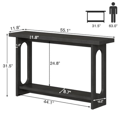 Black Entryway Table, 55‘’ Narrow Wood Console Table Entrance Tables for Front Door Sofa Tables for Entryway, Living Room