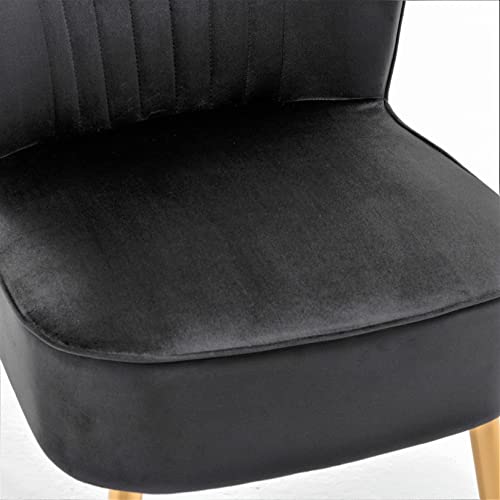 Container Furniture Direct Modern Velvet Accent Chair for Living Room, Bedroom, or Entryway, Stylish and Comfortable Armless Design with Metal Legs, Black - color: Black