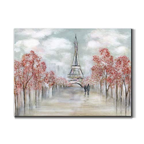 Renditions Gallery Canvas Wall Art Home Paintings & Prints Artwork Pink Romantic Blossom Modern Inspirational Love Wall Hanging Decorations for Bedroom Home Office Kitchen - 8"x12" LT10 - color: Effiel Tower in Spring, size: 12"L x 8"W