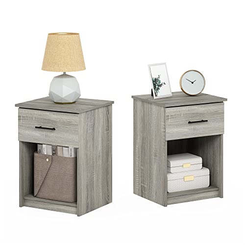 Furinno Tidur Nightstand, 2-Pack, French Oak Grey - color: French Oak Grey, style: 2-Pack Handle