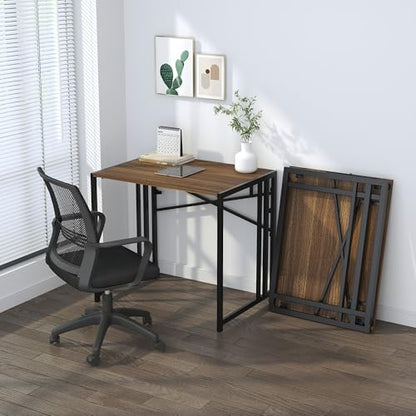 Lutown-Teen Folding Computer Desk 32 inch, Espresso | Writing Gaming Computer Camping Table, No Assembly Required Home Office Desk for Small Spaces - color: Espresso, size: 32 Inch