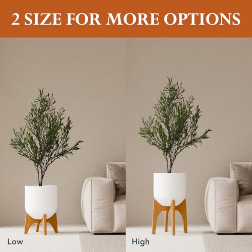 KUTE NEST 17" H x 19.3" W Acacia Solid Wood Plant Stand - Golden Teak | High - Medium, Outdoor & Indoor Use, Mid Century Plant Holder, Ideal for Corso & Arco Planter, Golden Finish for Modern Home - color: Golden Teak, size: High - Medium - 17"H x 19.3"W