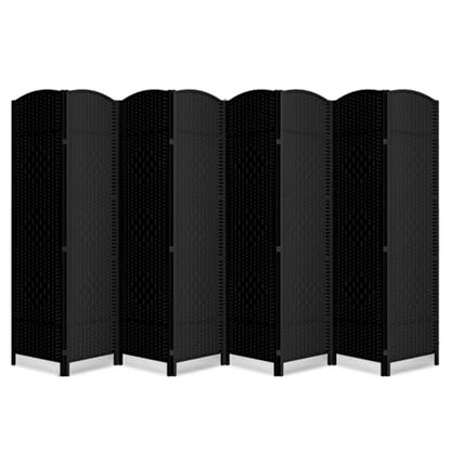 8 Panel Folding Room Divider,Woven Privacy Screen,Black | Solid wood frame, handcrafted diamond pattern, 6FT tall, extends to 126 inches wide, no assembly required - color: Black, size: 8-Panel