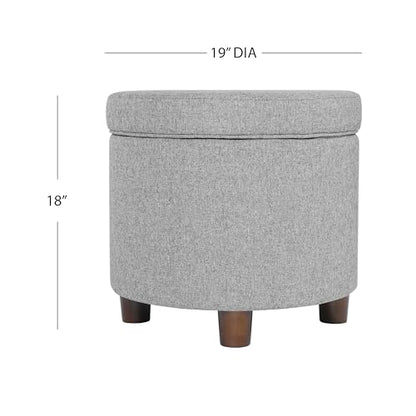 HomePop 19" Round Storage Ottoman - Light Gray Tweed - color: Light Gray