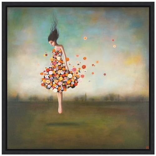 Amanti Art Framed Canvas Wall Art 22x22 Boundlessness in Bloom by Duy Huynh, Framed Wall Art Canvas, Abstract Artwork, Modern Decor, Medium Poster Painting for Living Room, Bedroom, Bathroom, Kitchen - color: Sylvie Black, size: 22"L x 22"W