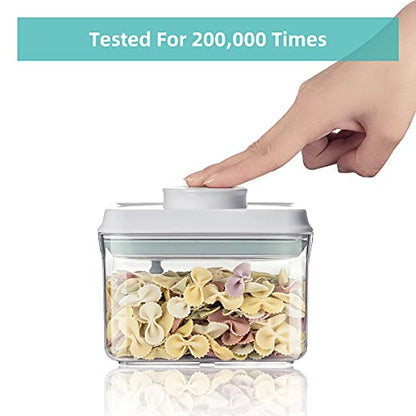 Airtight Food Storage Container - 0.32 QT （380ml Small Pop Up Food Containers With Lids, Bpa Free Stackable Container for Sugar Tea Candy- 8 Labels - Clear - color: 0.32 QT