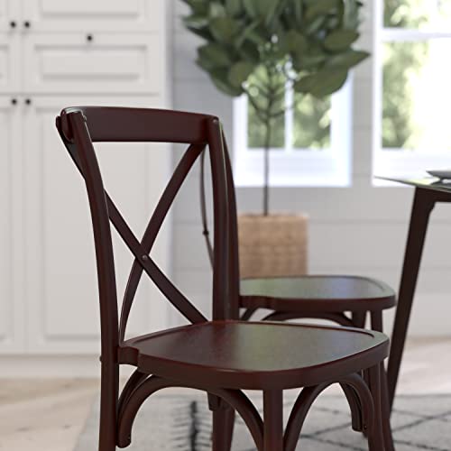 Merrick Lane Bardstown X-Back Bistro Style Wooden Dining Chair for Kitchens and Dining Rooms, High-Back Wood Stackable Kitchen Chair, Walnut - color: Walnut