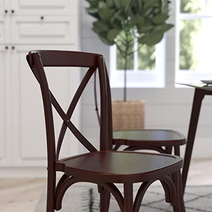 Merrick Lane Bardstown X-Back Bistro Style Wooden Dining Chair for Kitchens and Dining Rooms, High-Back Wood Stackable Kitchen Chair, Walnut - color: Walnut