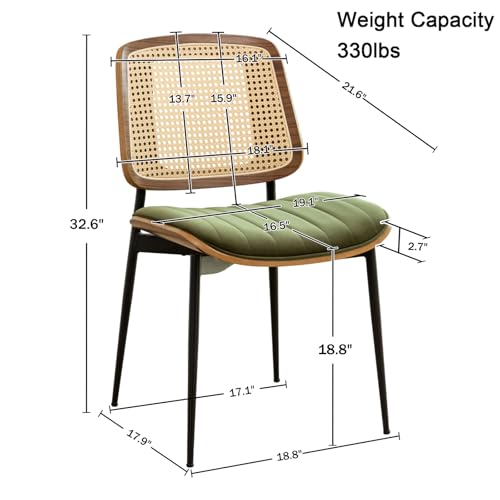 LUNLING Dining Chairs Set of 4 Mid Century Modern Retro Green Velvet Kitchen Chairs with Walnut Bentwood Upholstered Seat Metal Legs Adjustable Foot for Kitchen Dining Room Chairs(Green Fabric) - color: Green3, size: Set of 4
