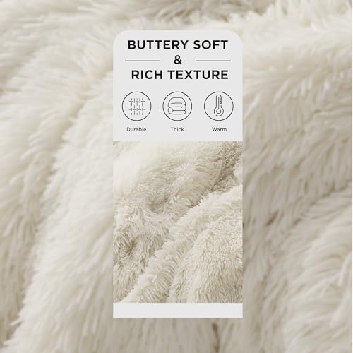 Bedsure GentleSoft Fluffy Cream Throw Blanket Decorative Blankets for Bed Couch Sofa, Cream Decor Sherpa Fleece Soft Cozy Fuzzy Plush Thick Warm Faux Fur Decorations, Ivory Girl Gifts, 50x60 - color: 02- Cream, size: Throw (50" X 60")
