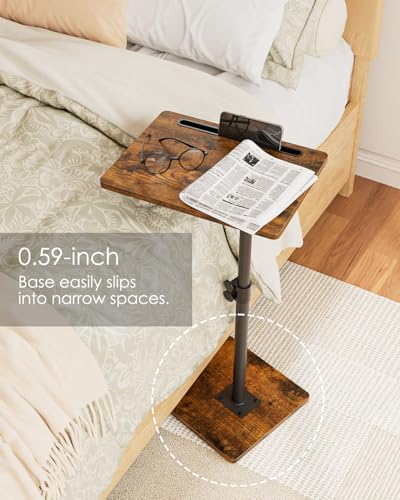 Masupu Sofa Arm Tray Table - 360° Swivel Height Adjustable End Table, Small Snack Side Table for Couch, C Shaped Table for Bed, Chair or TV Tray Table(Rustic Brown) - color: Rustic Brown