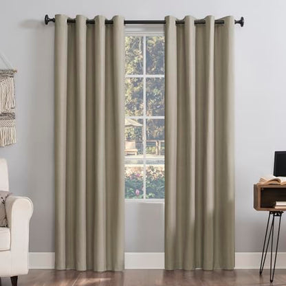 Sun Zero Columbia 2-Pack Thermal Energy Saving 100% Blackout Grommet Curtain Panel Pair, 50" x 95", Stone - color: Stone Beige, size: 50"W x 95"L (Pack of 2)