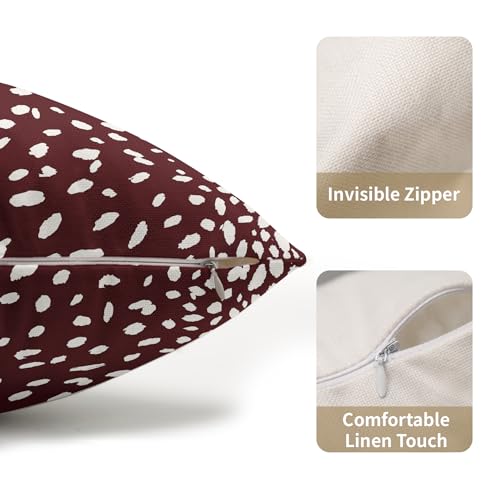 Antelope Burgundy Red Lumbar Pillow Covers 12X20 Inch Neutral Animal Faux Fawn Decorative Pillow Cases Modern Euro Cotton Linen Throw Pillows Set of 2 Farmhouse Home Decor For Couch Porch Outdoor - color: 5-burgundy Red, size: 20" x 12" (Pack of 2)