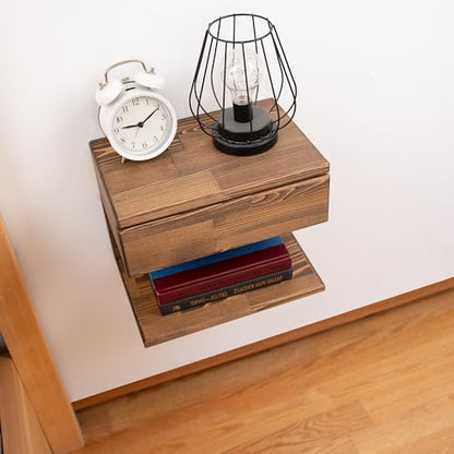 Floating Nightstand Side Accent or End Table with Storage Drawer, Wood Bedside Shelf, Handmade Floating Table, Nightstand Shelf (Vancouver) - color: Vancouver