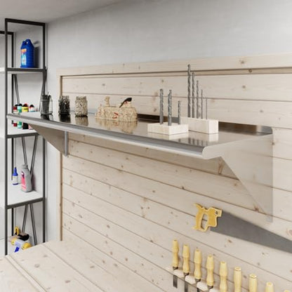 AmGood 16 in. x 60 in. Stainless Steel Wall Shelf | NSF | Metal Shelving | Garage, Laundry, Storage, Utility Room | Restaurant, Commercial Kitchen - size: 16 in. x 60 in.