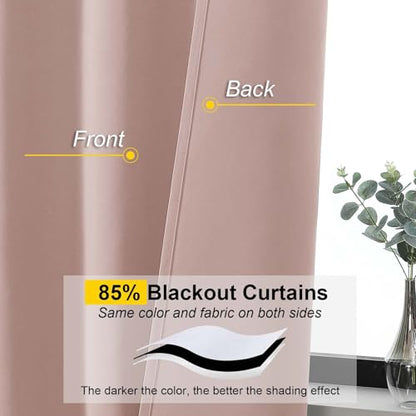 Blush Cafe Blackout Curtains 36 Inch Length 2 Panels Set, Soft Solid Thermal Insulated Room Darkening Small Window Curtains for Kitchen Bathroom Basement, Blush, Each, 40" Wx36 L - color: Blush, size: 40"W x 36"L (Pack of 2)