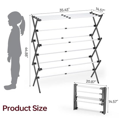 Extra Large Clothes Drying Rack，14.57"D × 44.88"H - color: Grey White, size: Small