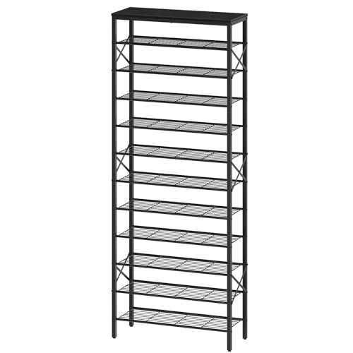 12 Tier Shoe Rack, Large Capacity Shoe Storage Organizer Holds 48 Pairs, Sturdy and Stable, for Entryway, Hallway, Closet, Dorm Room, Black SS12BB - color: Black, size: 27.8" x 10.8" x 79.3"