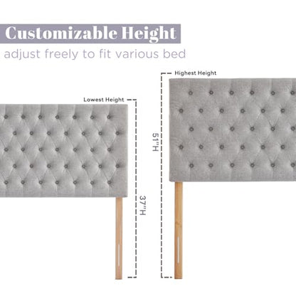 Upholstered Queen Headboard Only, Premium Linen Button Tufted Headboards, Adjustable Solid Wood Head Board, Padded Headboard with Solid Wood Legs in Bedroom (Grey) - color: Gray, size: High Queen