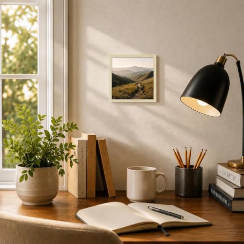 HEART ART 8x8 Natural Wood Picture Frame 4x4 with Mat Set of 9 | Gallery Wall Frame Set, Collage, Square Picture Frames - color: Natural Wood, size: 8x8 for 4x4