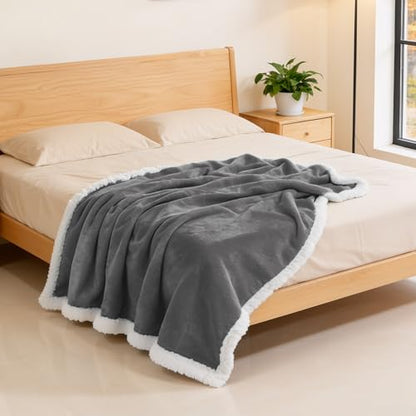 BEAUTEX Sherpa Fleece Throw Blankets Soft Fluffy Flannel Plush Cozy | Fuzzy Grey Cuddle Blanket for Couch, Bed, Sofa, Adults (50" x 60", Grey) - color: Grey, size: Throw-50"x60"