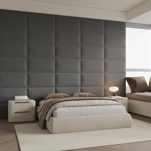 Industrial Dark Gray Linen Non-Adhesive Headboard 24x12 Inch 6-Panel Kit - Peel and Stick Design for Queen Beds, Temporary Space Solution - color: Linen - Dark Gray