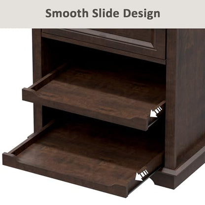 Lateral File Cabinet 3 Drawer File Cabinet with Charging Station, Wood Lateral Filing Cabinet, Printer Stand with Open Adjustable Storage Shelves for Home Office, Cherry - color: Cherry