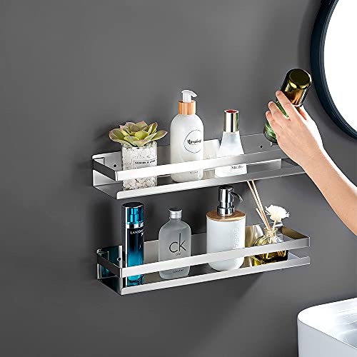 CONRUSER Wall Mounted Spice Rack, Stainless Steel Kitchen Organizer Shelves Hanging Storage Shelf Brushed Steel Seasoning Rack (50CM) - size: 50CM