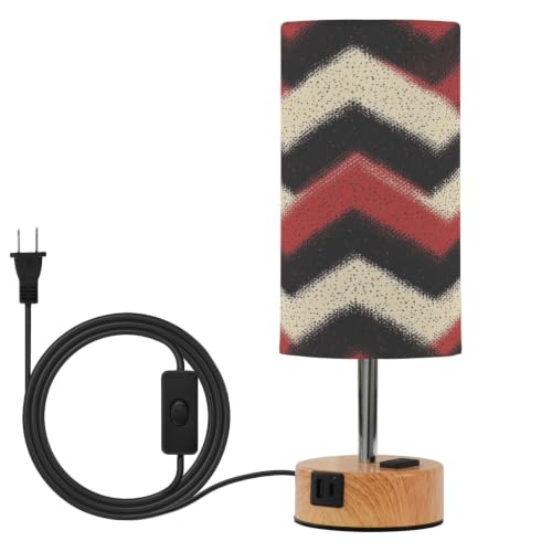 Kigai Colorful Folded Threads Touch Control Bedside Table Lamp 3 Way Dimmable Nightstand Lamp with USB A+C Charging Ports & AC Outlet Fabric Shade for Bedroom Desk Living Room