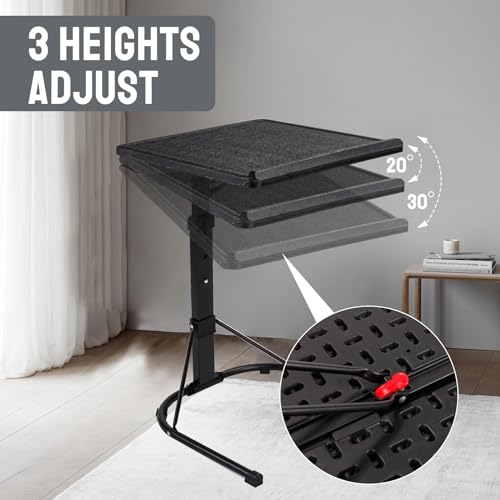 Gocamptoo Folding TV Tray Table, Multi-Functional Personal Activity Table, Adjustable Height TV Dinner Table, Space Saving - color: Black