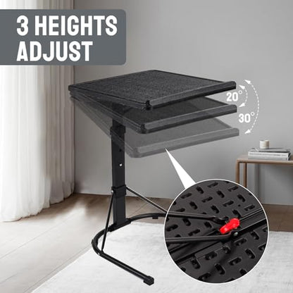 Gocamptoo Folding TV Tray Table, Multi-Functional Personal Activity Table, Adjustable Height TV Dinner Table, Space Saving - color: Black