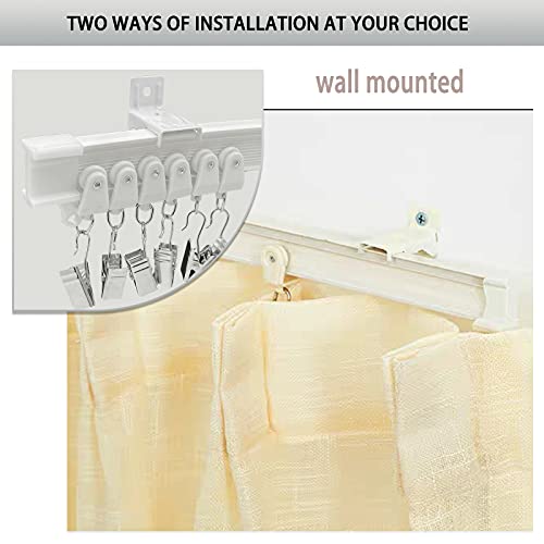 KOLAKO Ceiling Curtain Track, Curtain Track Wall Mount - Two Ways To Install, 16Ft Curtain Rails Room Divider Flexible Sliding Curved Curtain Track System for Rv Shower Curtain Rods - color: White, size: 16Ft