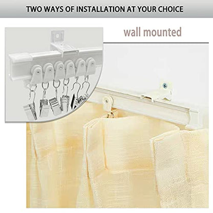 KOLAKO Ceiling Curtain Track, Curtain Track Wall Mount - Two Ways To Install, 16Ft Curtain Rails Room Divider Flexible Sliding Curved Curtain Track System for Rv Shower Curtain Rods - color: White, size: 16Ft