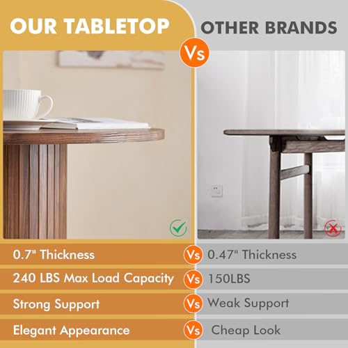 31.5" Round Dining Table for 2, Modern Small Pedestal Kitchen Table, Space Saving, for Apartment Dining Living Room - color: Mini Brown 31.5