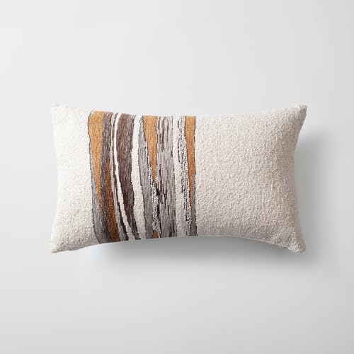 Throw Pillow Covers 20x20 Inch, Pack of 1 Textured Linen Blend with Woven Stripe, Decorative Throw Pillow Case for Couch Sofa, Elegant Design, Combos, Mustard 12x20 Inch - color: Mustard, size: 20" x 12" (Pack of 1)