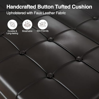 FiveWillowise 31.5 Inch Large Square Ottoman with Storage,Faux Leather | Coffee Table Storage Ottoman Bench with Lift Top Upholstered Footrest Stool Toy Box for Bedroom Living Room,Black - color: Black