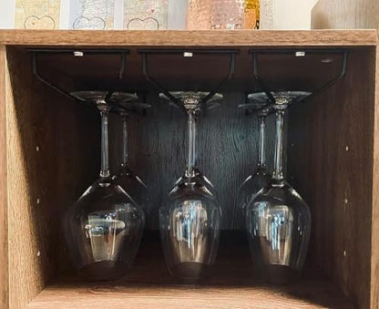 14-Inch Black Wine Glass Rack, Under Cabinet Wine Glass Holder Stainless Steel Stemware Rack - Hanging Stemware Holder for Cabinet Kitchen Bar, Set of 4 - color: Black, size: 14 Inch 4 Pack