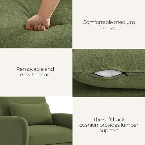 CHITA 3-in-1 Convertible Sleeper Chair, Pull-Out Sofa Bed Chair, Moss | Chair to Chaise Lounge to Flat Bed for Living room, 4 Adjustable Backrest Positions, Chenille Fabric, High-resilience Foam - color: Moss