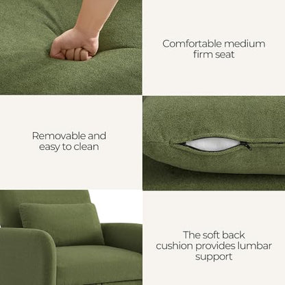 CHITA 3-in-1 Convertible Sleeper Chair, Pull-Out Sofa Bed Chair, Moss | Chair to Chaise Lounge to Flat Bed for Living room, 4 Adjustable Backrest Positions, Chenille Fabric, High-resilience Foam - color: Moss