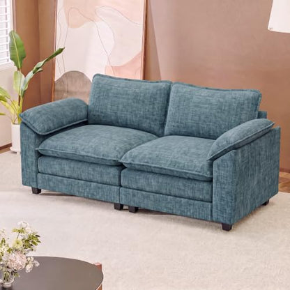 JUMMICO 79" Loveseat Sofa, Cloud Couch, Deep Seat, Dark Blue | Comfy Chenille, Double Layer Cushion, Wide Armrest, High-Density Foam, 2 Seat Couch for Living Room Apartment, Small Spaces - color: Dark Blue, size: Loveseat Sofa