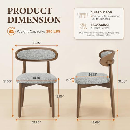 Wooden Dining Chairs Set of 4, Modern Fabric Upholstered Dining Room Chair, Kitchen Side Chairs, Farmhouse Dinner Chair with Curved Back for Kitchen, Lightgrey - color: Lightgrey, size: Set of 4