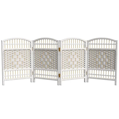 Red Lantern 2 ft. Short Fiber Weave Folding Screen - White - 4 Panels - color: White, size: 4 Panel