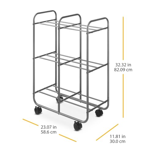 Whitmor 3 Tier Rolling Cart, Portable Closet, Metal Rolling Storage Cart,Suitable for Bedrooms, Living Rooms, and Kitchens. - size: 23.07"D x 11.81"W x 32.32"H