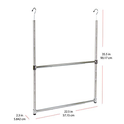 Oceanstar ACR1538C 2-Tier Portable Adjustable Rod Closet Hanger, Chrome