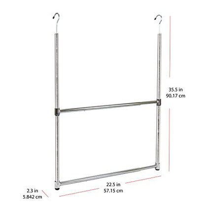 Oceanstar ACR1538C 2-Tier Portable Adjustable Rod Closet Hanger, Chrome